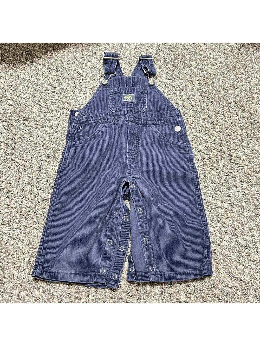 Y2K Vtg Carters Baby Kids Boys Navy Blue Corduroy Overalls with Patch Size 12M